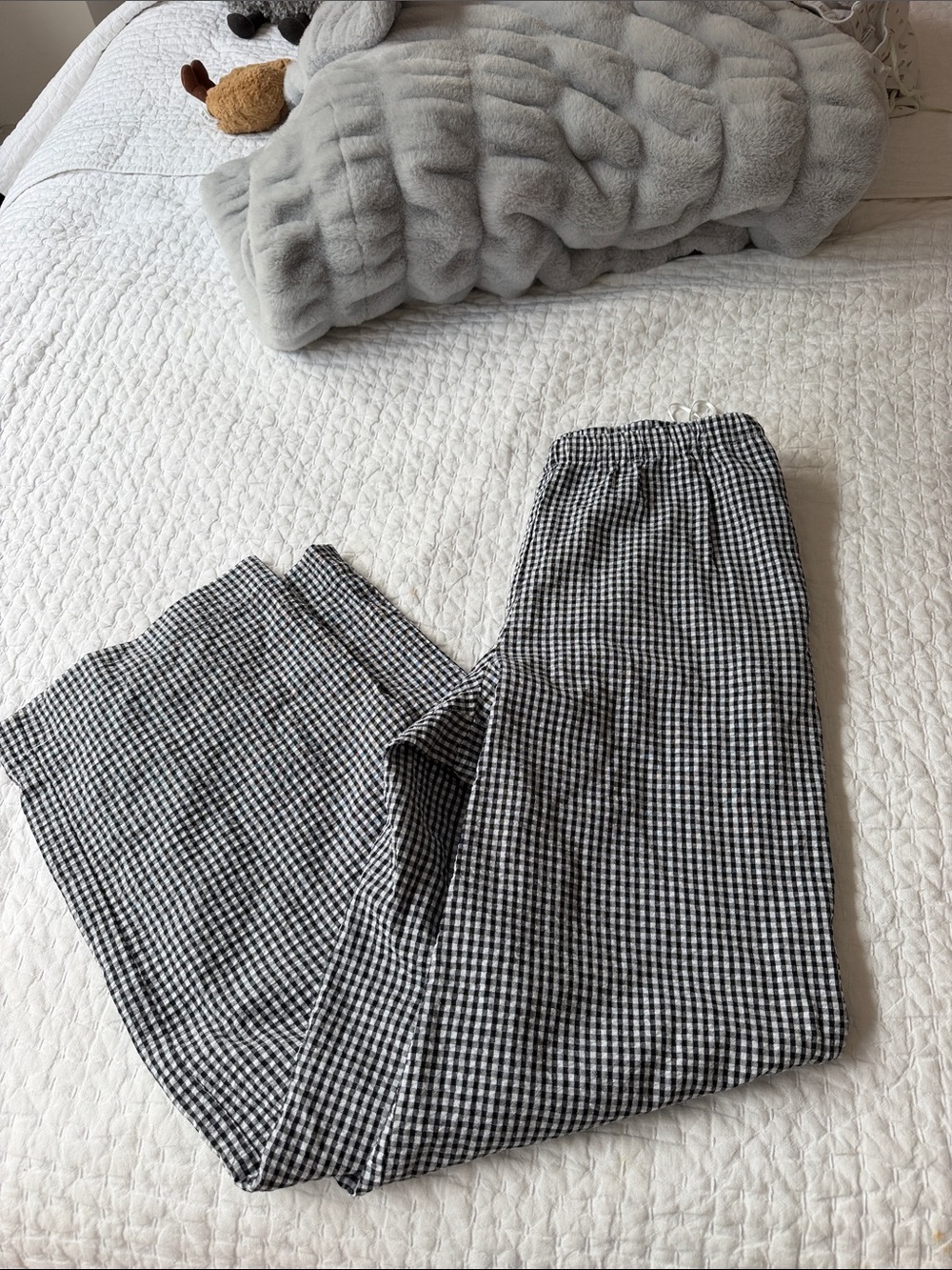 WAYF Black & White Gingham Relaxed Pants